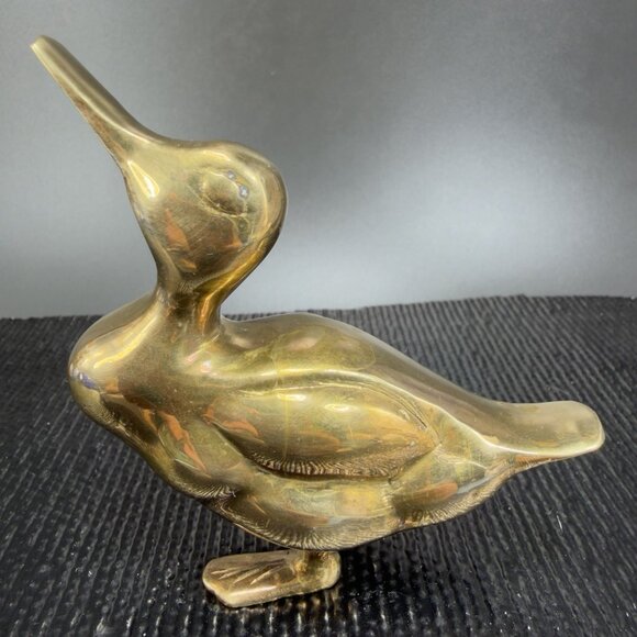 Vintage Metal Brass Gold Tone Duck Bird Figurine Decorative Metal Figure VTG - Picture 1 of 8